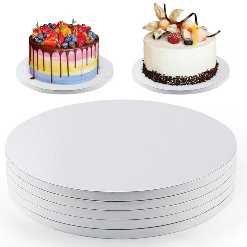 5 Stück Cake Board Tortenplatte Tortenunterlagen Pappe 12 mmx30cm | Cakeboard Rund weiß Wiederverwendbar Kuchenplatte aus Pappe Torten Cake Board für Transport Kuchen und Torten
