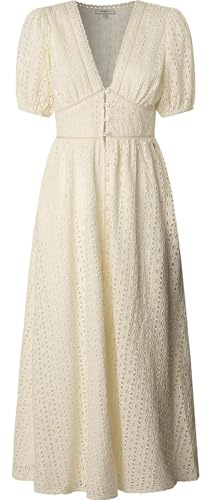 Pepe Jeans Abito da Donna Oprah, Beige (Bianco Calce), XS, Beige (Bianco Calce), XS