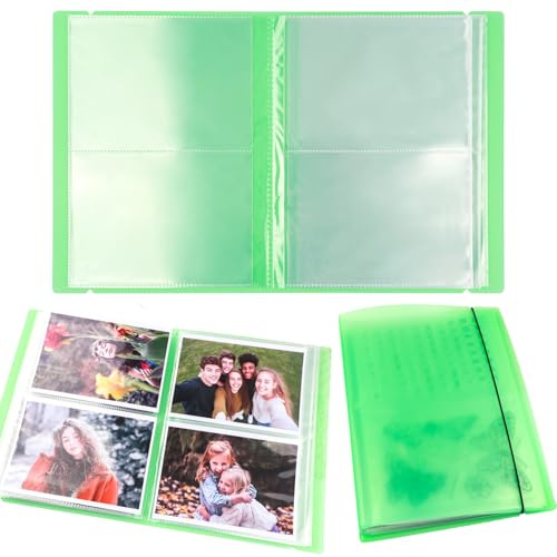 OTCRAFT 20 Pages80 Pockets /1Set Large Clear Sticker Photo Storage Album; Storage Book Organizer Folder for Postcards Stickers, Photo, Clear Stamps, and Cutting Dies 17.5x11x1.38inch (Green)