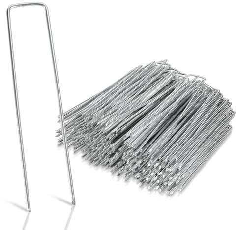 Eikuavons Lot de 200 piquets d'ancrage au sol en acier galvanisé - Pour toile anti-mauvaises herbes, non-tissé de jardin, clôture, jardin (150 x 25 mm - Ø 2,8 mm)