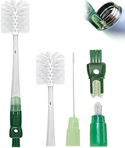 Multifunctional Cleaning Brush, Bottle Brush, 5-in-1 Detachable Bottle Brush Cleaner, Water Bottle Brushes for Stanley Cup, Neck Bottle, Sport Bottle, Straws, Cup Cover, Tumbler (Green)