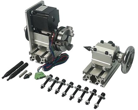 BMWJYLPM Pièce de toupie DIY 4ème axe Rotatif avec mandrin à 4 Mors pour Machine à Bois
