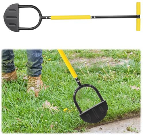 Bordatrice da Prato, 38 inch Tagliabordi da Giardino, Tagliabordi Giardino, Tagliaerba Manuale in Acciaio Inox con Manico a T, per Bordi a Manico Lungo per Erba (A Forma di V + seghettato)