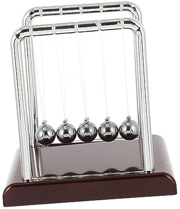 YARNOW Berceau De Newton Double Boules De Pendule Modèle Physique De Conservation De L'énergie pour Bureau Et Décoration Éducative, Jeu De Décompression Pédagogique Boules Métalliques, Taille Moyenne