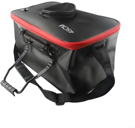 Secchio da pesca pieghevole EVA contenitore per pesci vivi, portatile, impermeabile, con coperchio in rete, per pesca in mare, 30-50 cm (35 cm)