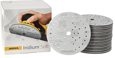 Mirka Iridium Soft slipskivor Ø 150 mm/korn P600 / Klett Multifit / 20 stycken/skumbaserat slipmedel för precisionsslipning, klarlackslipning, finish