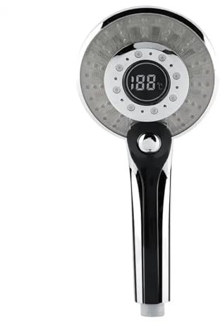 Pommeau de douche à LED, contrôle numérique de la température, pulvérisateur de douche, mode de pulvérisation 3 couleurs, filtre d'économie d'eau(Transparent)