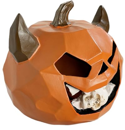 Hlagmix Decorazioni Teschio Halloween - Statuine Spaventose in Resina di Zucca Fantasma Teschio Morduto,Centrotavola Piccoli Decorazioni Sparse per Albero Festa Scrivania Giardino Casa Stregata