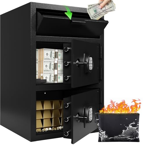 Drop Safe for Business - Heavy Duty 9.5 Cu Ft Depository Safe Box with Drop Slot Money Safes Digital Combination Anti-Fishing Deposit Safes for Home Office Hotel Cash Slips Expense