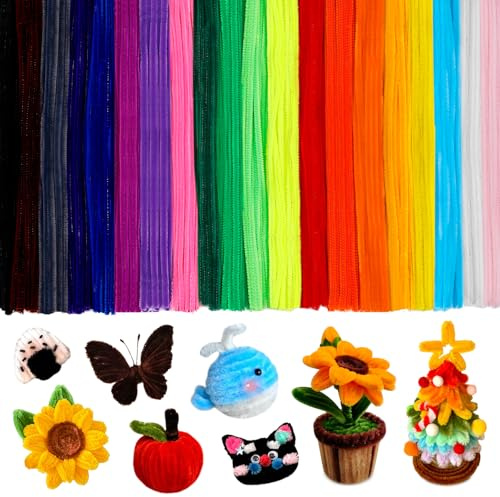 Pipe Cleaners for Craft, 200PCS Coloured Chenille Stems, Multi-Color Crafting Pipe Cleaner, Fuzzy Sticks Craft Supplies for Arts, School Projects & DIY Decorations or Classroom Decorations (30cm)