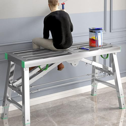 Plataforma de andamio plegable portátil con capacidad de 400 kg, altura ajustable para trabajo multiusos y acceso seguro