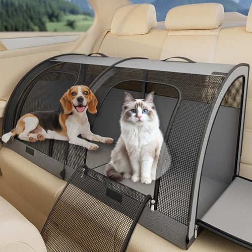Flatbare Autositz für 2 Katzen oder kleine Hunde, Wasserdichter Hundeautositz für Rück, Waschbares Katzentransportbox für Picknick, Reisen, Tourismus 100X50X50