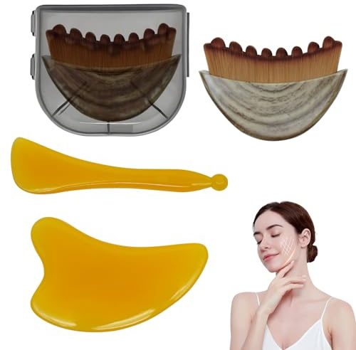 3 Stück Lymphatische Gesichtsbürste,Lymphatic Contour Face Brush | mit Schönheitsplatte und Schönheitssta, Lymphdrainage Massagegerät und Kieferformung, Contour Face Brush