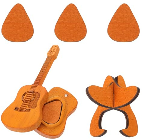 Alasum 3 Piezas Caja de Púas de Madera para Guitarra con Soporte Estable Organizador Artístico para Plectros Contenedor Compacto para Púas de Ukulele Acústica Guitarra Eléctrica