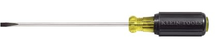 Klein Tools 601-10 Flat Head Screwdriver, Made in USA, 3/16-Inch Cabinet Tip with 10-Inch Round Shank