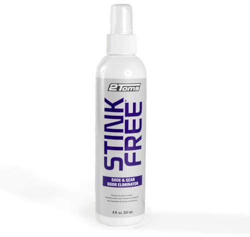 2Toms StinkFree Shoe Odor Eliminator Spray, elimina gli odori dell'attrezzatura causati dal sudore, bottiglia da 236 ml.