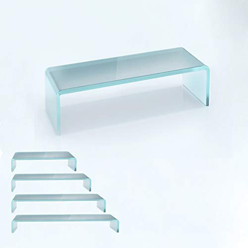 bijon TV Aufsatz Glas Bildschirm-Erhöhung | PC Monitor-Erhöhung, Schreibtisch-Aufsatz für Laptop | (B/T/H) 350x250x110mm - Satin