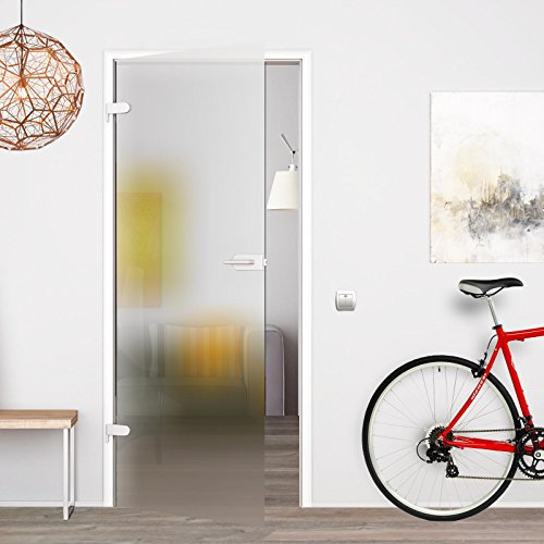 S-709D-UV: Glasdrehtür, ESG Glas 709x1972x8mm, DIN links & rechts, satiniert, mit Beschlag inkl. Schlosskasten UV unverschliessbar