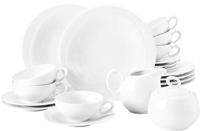 Seltmann Weiden 001.736895 Trio weiß Teeservice 20-teilig, Porzellan