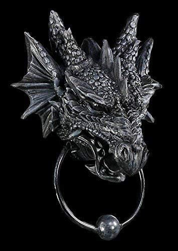Türklopfer mit Drachenkopf schwarz | Drache Figur Gothic Deko