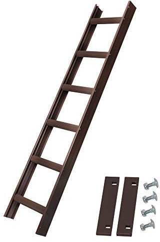 Alu Dachleiter Set Braun, 1,68 m mit Dachhaken (15 mm, gekröpft für Holzbohlen) inklusive Auflageschutz und Aushebesicherung, Made in Germany, DEKRA geprüft