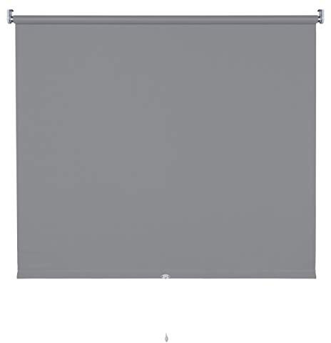 Verdunkelungsrollo Springrollo Mittelzugrollo 13 Farben klemmfix Rollo ohne Bohren Breite 62-202 cm Höhe 180 cm Fenster Vorhang blickdicht verdunkelnd klemmbar Klemmträger (132 x 180 cm / Dunkelgrau)