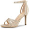 Allegra K Sandales à Talons Aiguilles Bride Cheville Paillettes pour Femmes Or 40