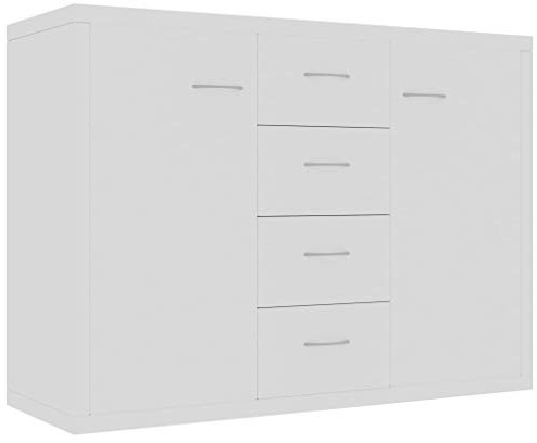 pedkit Sideboard Beistellschrank Küchenschrank mit 4 Schubladen und 2 Türen Kommode Standschrank Highboard Wohnzimmerschrank für Küche Esszimmer Wohnzimmer Weiß 88 x 30 x 65 cm Spanplatte