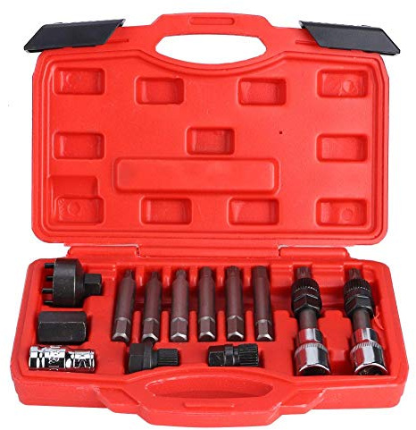 13 st Generator FreeWheel Remskiva Avlägsna Socket Bit Låsmutter Nyckelkit Garageserviceverktyg Reparation Avlägsna Installatör Fästsats Set