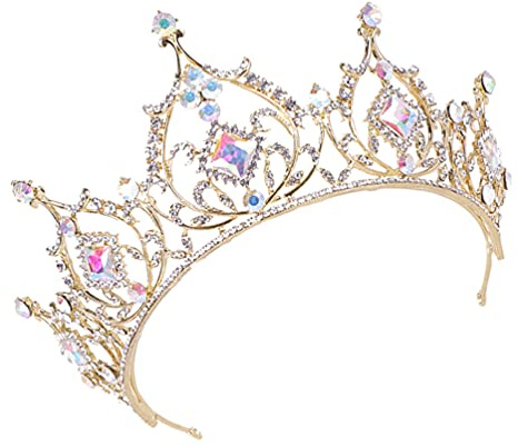 Lurrose Barock Braut Crown Königin Rot Goldene Legierung Kristall AB Strass Vintage Prinzessin Crown Braut Tiara Krone für Hochzeit