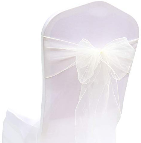 Organza Stuhlschleife Stuhl Schärpe Bögen Stuhlbezugschleifen Tischläufer Stehtisch-Schleife Stuhlschärpen für Hochzeit Party Geburtstag Veranstaltungen Weihnachten Dekoration 18 * 275CM 25 Beige