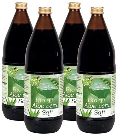 KOPP Vital® Bio-Aloe-Vera-Saft | Karton mit 4 x 1 Liter | 100% Direktsaft | Bio-Qualität | Naturtrüber Frischpflanzensaft | Hohe Aloverose-Gehalt