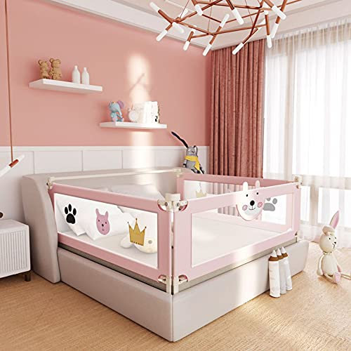ZWJABYY Bettgitter Bettschutzgitter-Bettgitter FüR Kinder-Klappbares Bettgitter -Bett Leitplanke Mit Queensize-Und Kingsize-Bett Geeignet FüR Kinderzwillinge(1 Seite),Pink1-2.2m