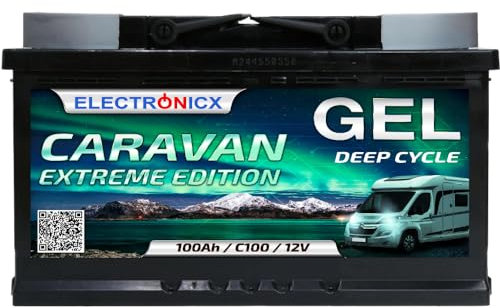 Electronicx 12 V 100 Ah Gel-Batterie – Deep Cycle Solarbatterie für Caravan, Camping & Marine – Wartungsfrei – Extrem Lange Lebensdauer für Wohnmobile, Boote und netzunabhängige Stromversorgungen