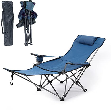 Yadlan Campingstuhl Kleines Packmaß Ultraleicht, Angelstuhl mit FußBank, Karpfenstuhl mit Liegefunktion, Klappbarer Camping-StüHle Faltbar Angelstuhl mit Armlehne, Robust und Stabil