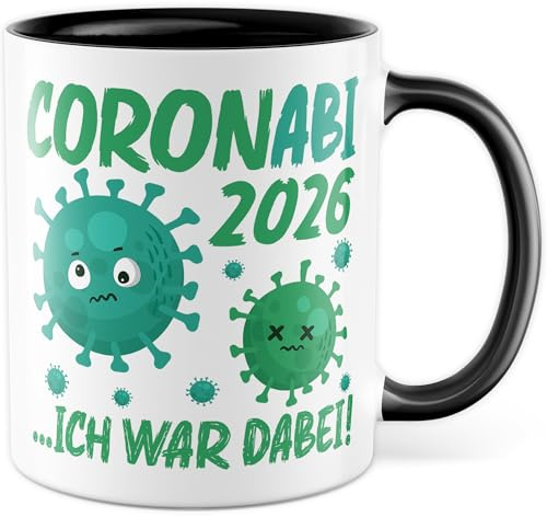 Abitur 2026 Tasse CoronABI Abitur Geschenk Jungs Mädchen lustig Abi Kaffeetasse für Abiturient Abiturientin zum Schul-Abschluss Deko Abiturgeschenk Kaffeebecher