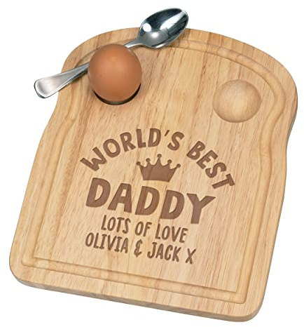 Personnalisé Fofolle Coquetier Board World's Meilleur Papa Papy Couronne Tout Nom Petit Déjeuner en Bois Personnalisé Pâques
