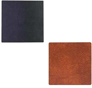 LindDNA Double Square Untersetzer aus Recyceltem Leder in der Farbe Cognac-Black Beidseitig Verwendbar, Maße: 10cm x 10cm x 0,2cm, 990276