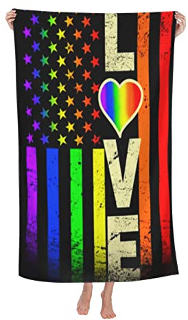 321 Serviette Drapeau Américain Rainbow Lesbian Gay Love Pride Serviette De Sauna Compact Léger Serviette De Fitness Absorbant Serviettes De Piscine 80X130cm pour Sport, Plein Air, Sauna