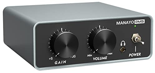MANAYO Adjustable Gain Phono Preamp for MM Turntables, Professional Mini Pre Amplifier with 6-36dB Gain, Headphone Output, RCA Connectivity with Grounding Terminal for Vinyl Record Player