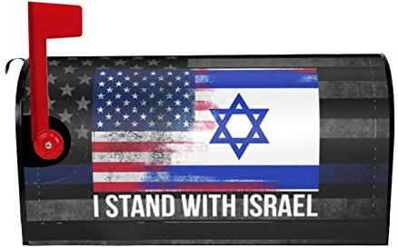 I Stand with Israel USA American Flag Israel Flag Standard Size Mailbox Cover Magnetic 21x18 in Fade-Resistant Post Letter Box Cover Garden Yard Home Decor