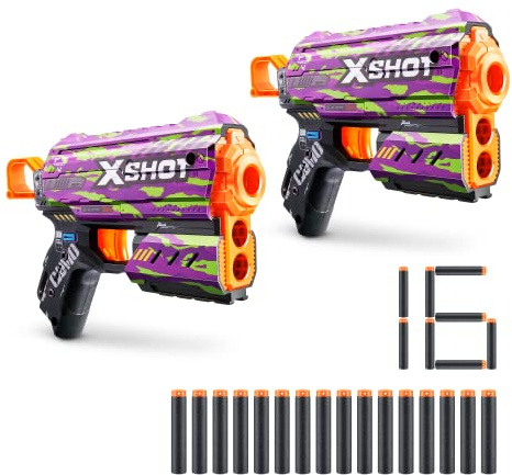 XSHOT Skins Flux, Crucifer, Foam Dart Blaster (2 Blasters, 16 Darts) Air Pocket Dart Technology, Major Brand Compatible, Toy Foam Dart Blaster for Kids, Teens, Adults, Frustration Free Packaging