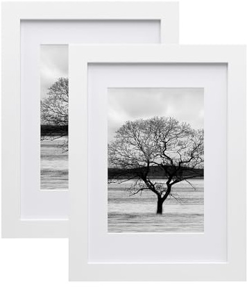 EGOFINE A5 Frames White Set of 2,Wooden Photo Frames A5,14.8x21cm Picture Frames,A5 Poster Frames with Plexiglass for Tabletop and Wall Mounting