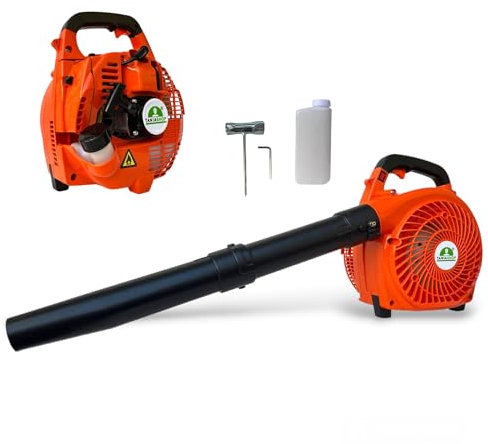 Soffiatore a scoppio 25.4CC con motore 2 Tempi Potenza 0.65kW Soffiatore da giardino per manutezione spazi esterni leggero e portatile, per la cura del prato, detriti e pulizia del cortile