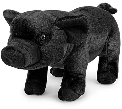 Realistisches schwarzes Schwein, 35 cm, dickes Schwein, weich und strapazierfähig, Schweinespielzeug für Kinder, Spielzeug für Jungen und Mädchen, Geschenke für Kinder, Wohndeko, Kuschelkissen
