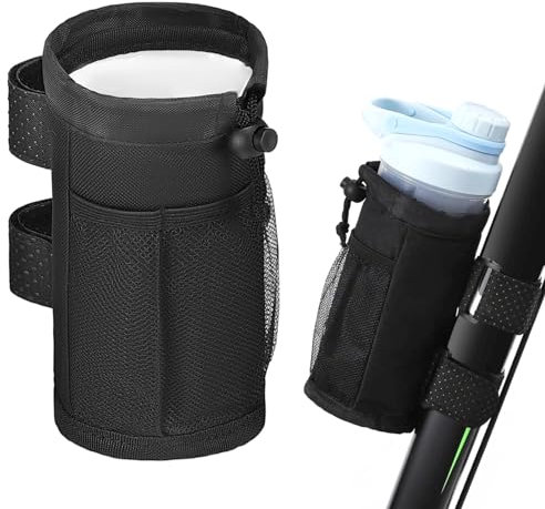PNOOFR Fahrrad Flaschenhalter Fahrrad Becherhalter Flaschentasche Getränkehalter Fahrrad Getränkehalter aus Polyesterfaser Wasserflaschenhalter mit Netztasche für MTB Folding Rennräder Rollstuhl