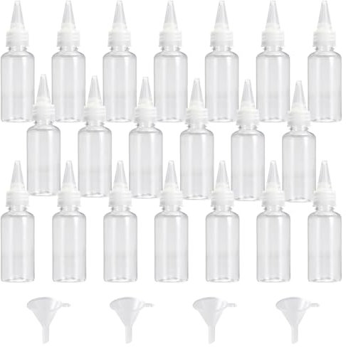 Skibetfo 60ml Clear Squeezy Bottles with Nozzles and Funnel for Sauces, Condiments, Liquids, DIY Crafts and Art Painting