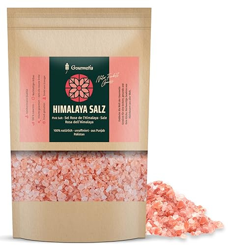 Gourmetia Himalaya Salz grob 400g, Rosa Kristallsalz aus Punjab Pakistan, Steinsalz - auch als fein