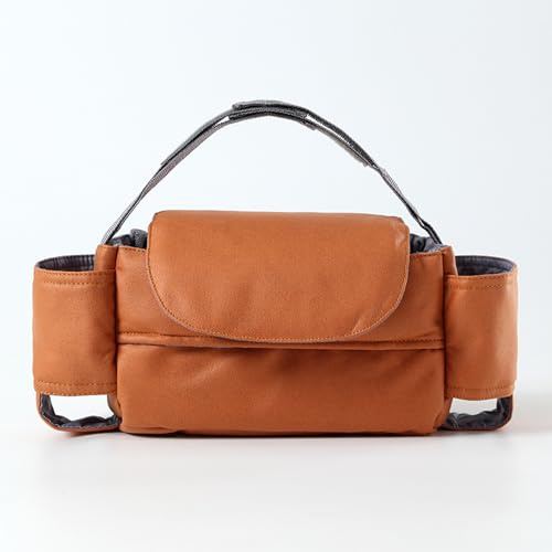 YZNLOQ Buggy Organiser, Pram Organiser Bag,Universal Stroller Organizer with 2 Cup Holder - Large Capacity Baby Stroller Organizer Fits for Most Strollers for Bottle, Diaper, Phone, Toys (Orange)