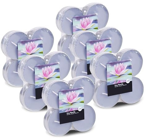 JUANIO Lot de 48 Bougies Chauffe-Plats parfumées, Cadeau d'arôme, Bougie à Combustion Longue, ± 10 Heures